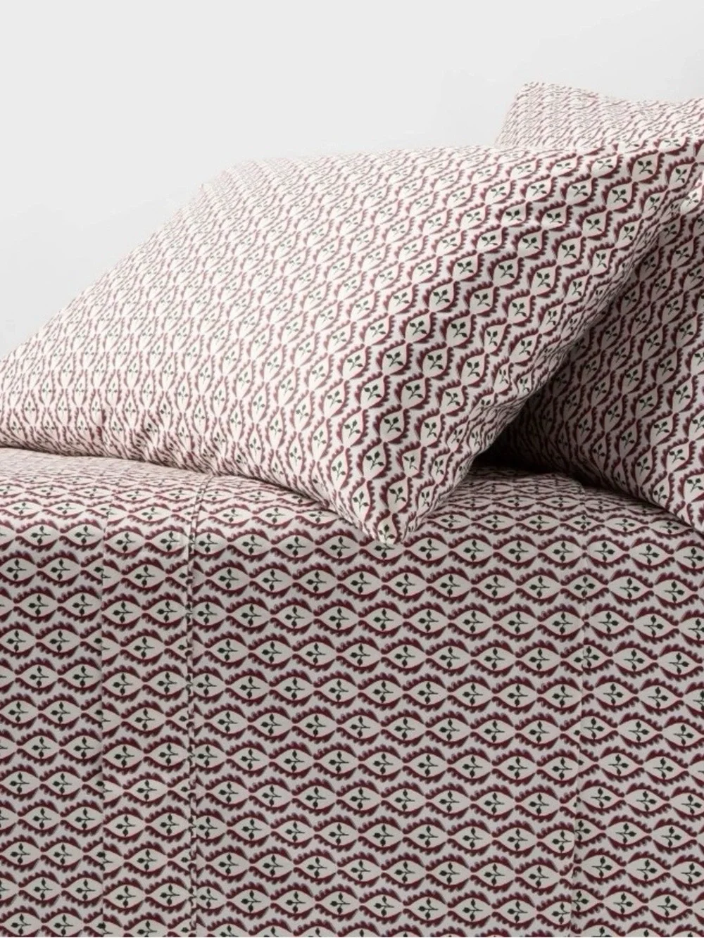 NWT Threshold 400 Thread Count Queen Performance Sheet Set Woodblock Leaf
